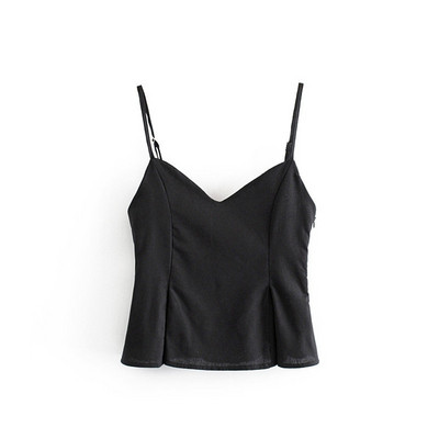 Maieu negru de damă, cu bretele subțiri