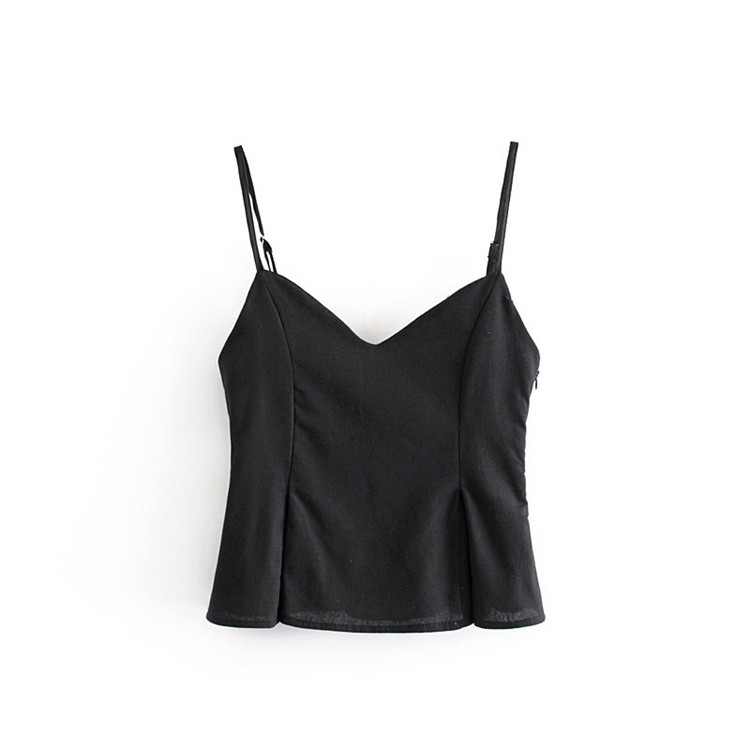 Maieu negru de damă, cu bretele subțiri