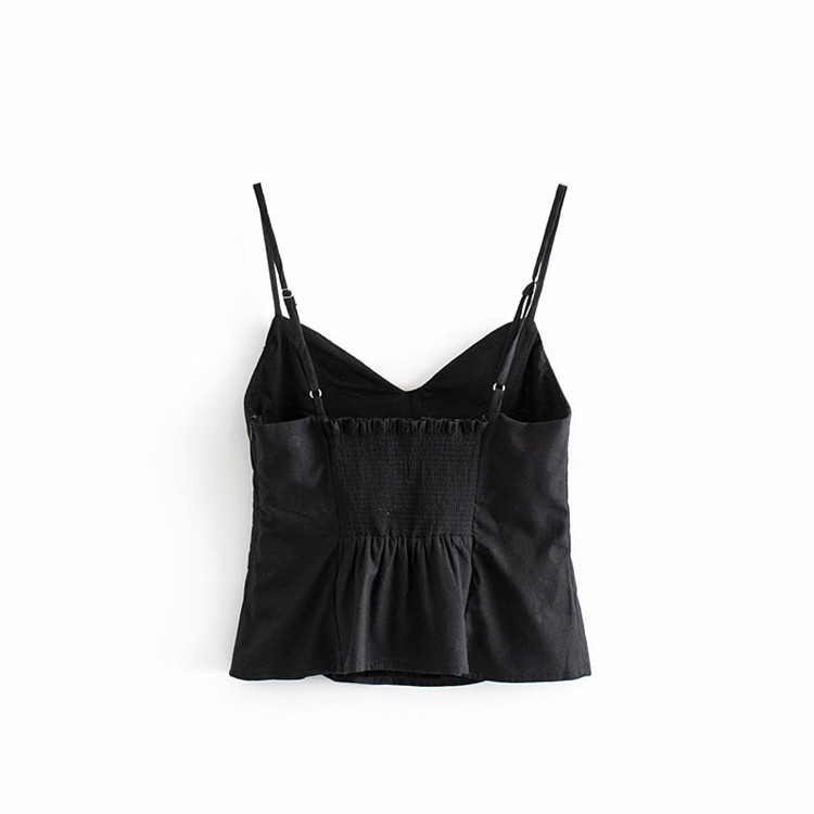 Maieu negru de damă, cu bretele subțiri