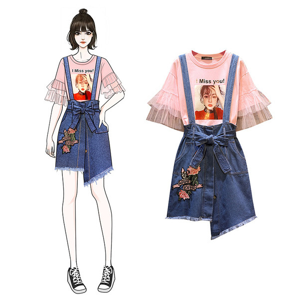 Set elegant de dama din doua parti cu broderie si panglica