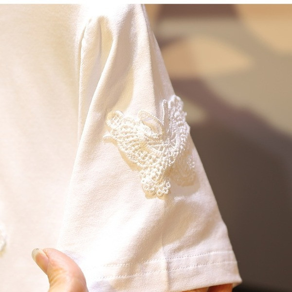 Set de dama zilnic din doua parti cu broderie si aplicatie colorata