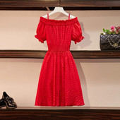 Rochie elegantă de damă, cu mâneci scurte, de culoare roșie