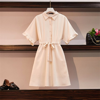 Rochie casual de dama cu maneci scurte si cravate in trei culori