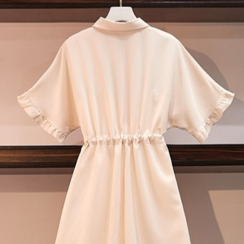 Rochie casual de dama cu maneci scurte si cravate in trei culori