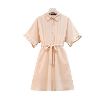 Rochie casual de dama cu maneci scurte si cravate in trei culori