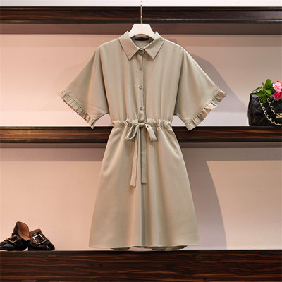 Rochie casual de dama cu maneci scurte si cravate in trei culori