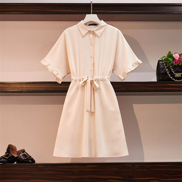 Rochie casual de dama cu maneci scurte si cravate in trei culori