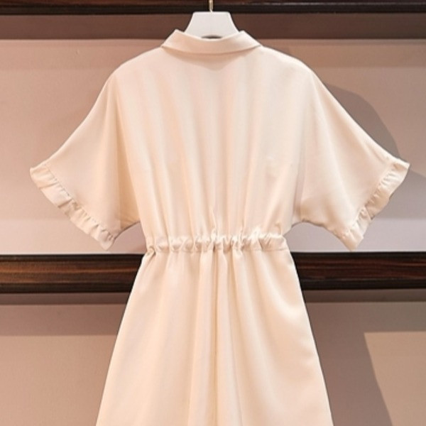 Rochie casual de dama cu maneci scurte si cravate in trei culori