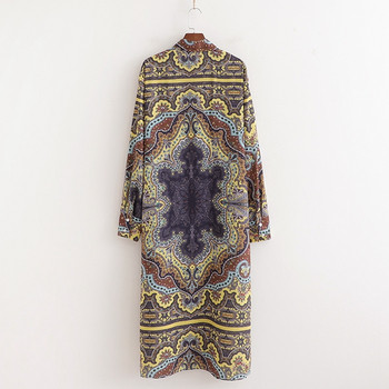 Rochie lungă de damă cu fante laterale și mâneci lungi