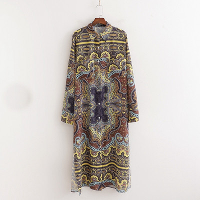 Rochie lungă de damă cu fante laterale și mâneci lungi