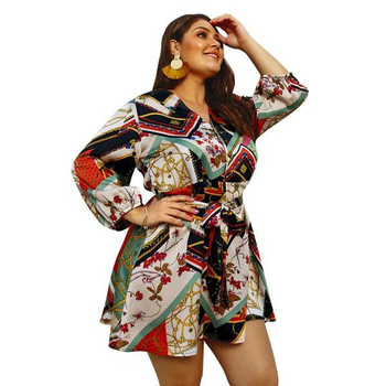 Rochie de dama eleganta cu maneci lungi si imprimeu color cu nasturi