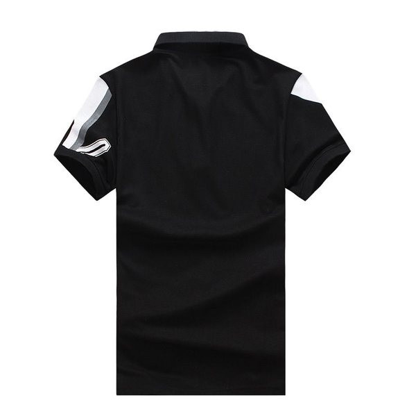 Tricou casual barbatesc cu guler clasic in alb si negru