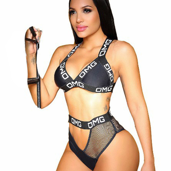 Costum de baie model NOU cu inscriptionare alb si negru