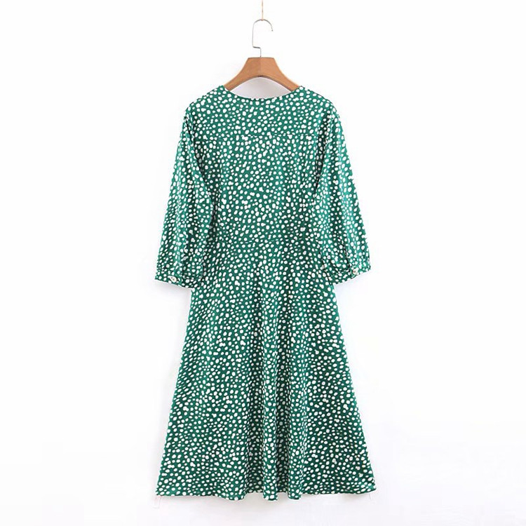 Rochie casual de dama cu inchidere laterala si maneci lungi de culoare verde