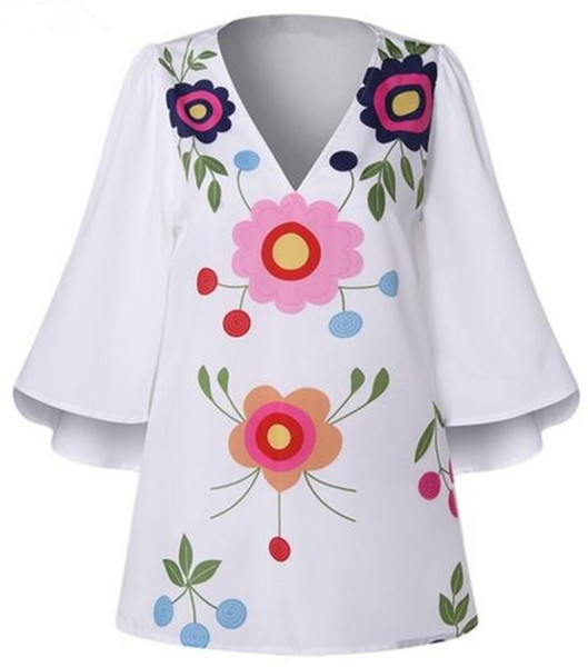 Bluză casual de damă în trei culori cu broderie și mâneci lotus