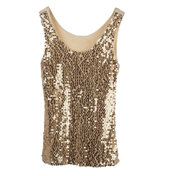 Maieu modern de damă cu bretele largi și paiete în negru, auriu și argintiu