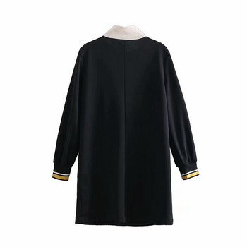 Rochie sport scurta de dama cu buzunar frontal si maneci lungi cu elastic