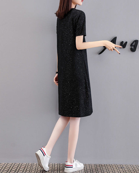 Rochie de dama in negru cu efect stralucitor si marimi pana la 5XL