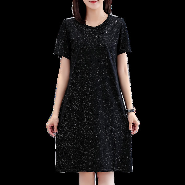 Rochie de dama in negru cu efect stralucitor si marimi pana la 5XL