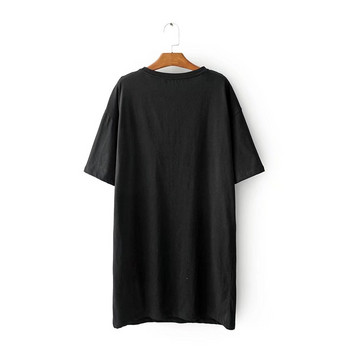 Rochie de dama model drept cu maneci 3/4 de culoare neagra si imprimeu floral