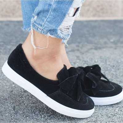 Pantofi casual dama cu talpa plate si panglica in trei culori