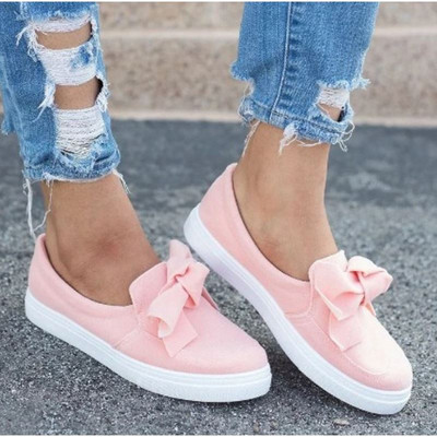 Pantofi casual dama cu talpa plate si panglica in trei culori