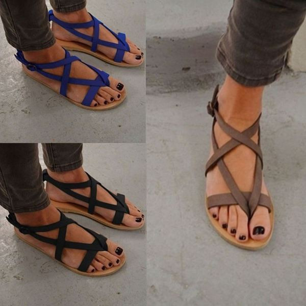 Sandale casual dama cu talpa plate in albastru, negru si bej