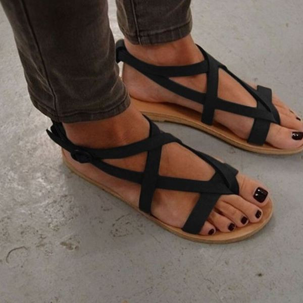 Sandale casual dama cu talpa plate in albastru, negru si bej