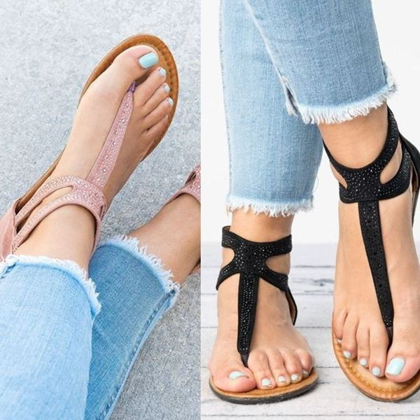 Sandale casual dama cu talpa plate si pietre in trei culori