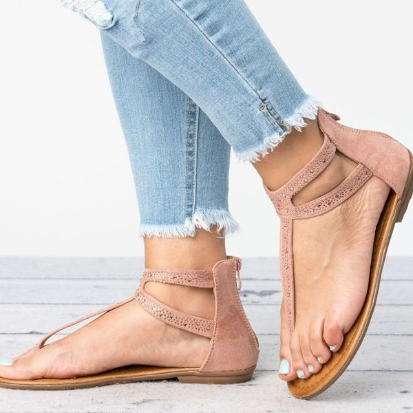 Sandale casual dama cu talpa plate si pietre in trei culori