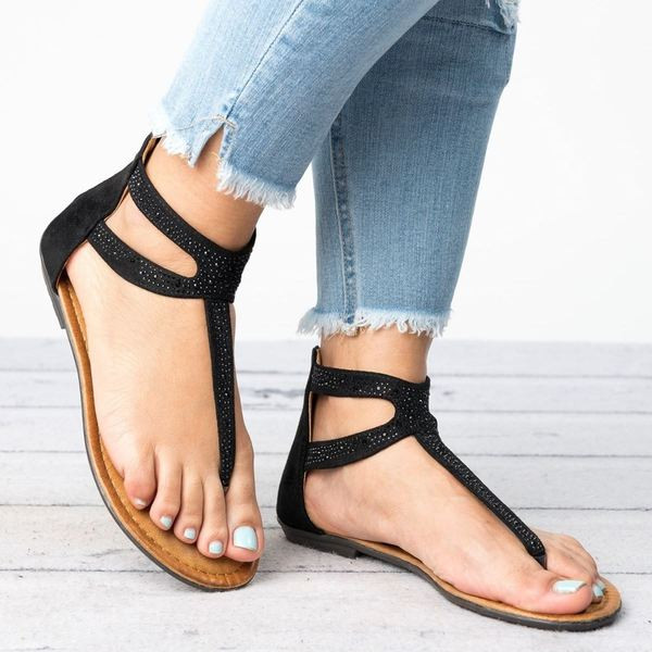 Sandale casual dama cu talpa plate si pietre in trei culori