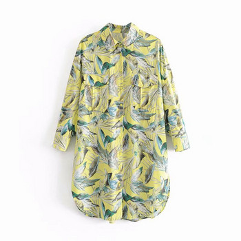 Рокля с копчета по цялата дължина и джобове с флорален десен