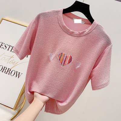 Tricou dama cu efect stralucitor in mai multe culori