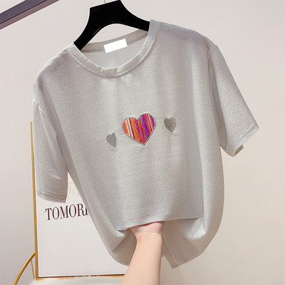 Tricou dama cu efect stralucitor in mai multe culori