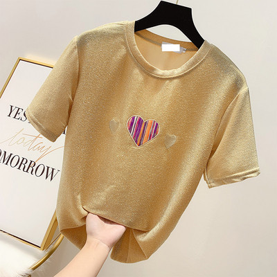 Tricou dama cu efect stralucitor in mai multe culori