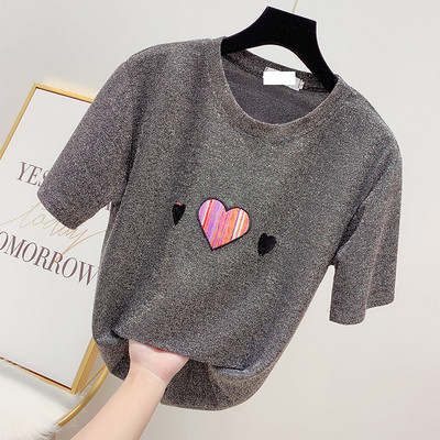 Tricou dama cu efect stralucitor in mai multe culori