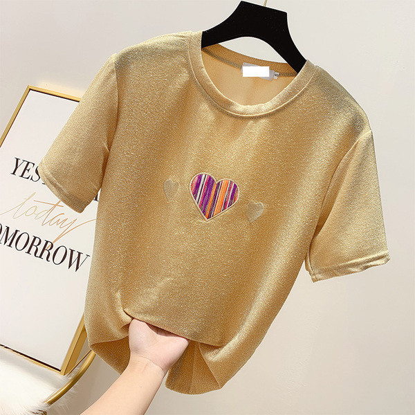 Tricou dama cu efect stralucitor in mai multe culori