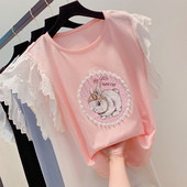 Bluză de damă modernă cu decor din dantelă și perle