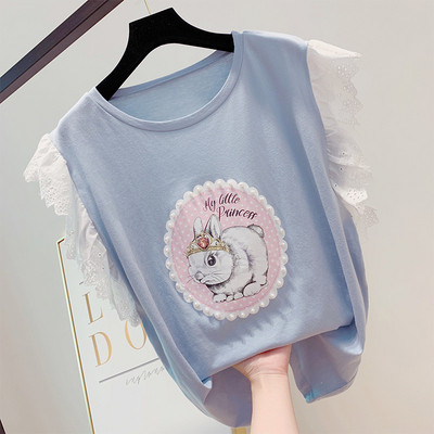 Bluză de damă modernă cu decor din dantelă și perle