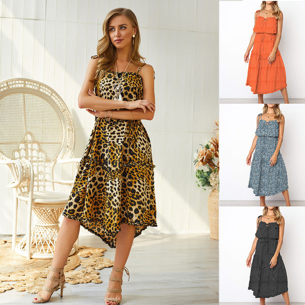 Rochie dama casual model asimetric cu bretele subtiri in mai multe culori