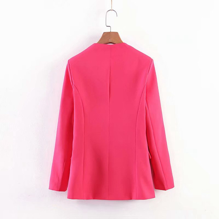 Geaca eleganta de dama cu inchizator metalic si buzunare roz