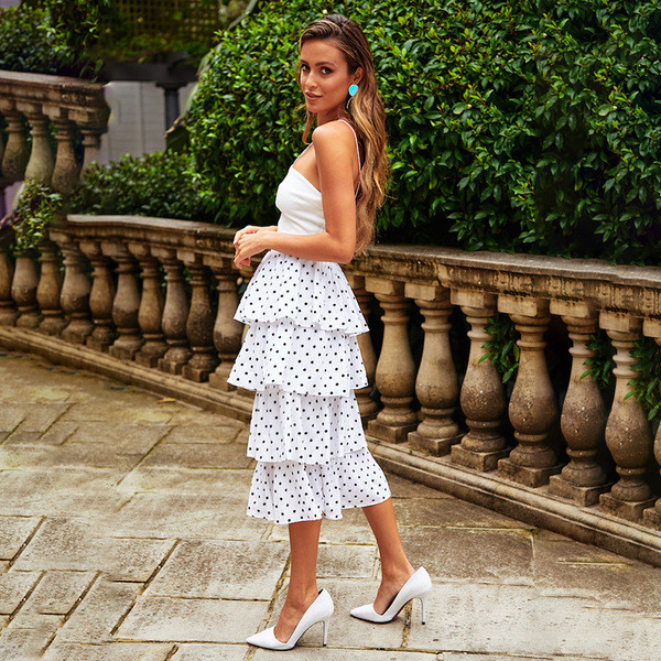 Set de damă de zi cu zi în alb și negru, cu bretele subțiri cu puncte