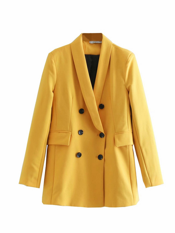 Дамско елегантно сако с двуредно закопчаване в два цвята