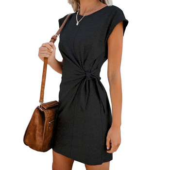 Rochie casual de dama cu cravate in negru, rosu si gri