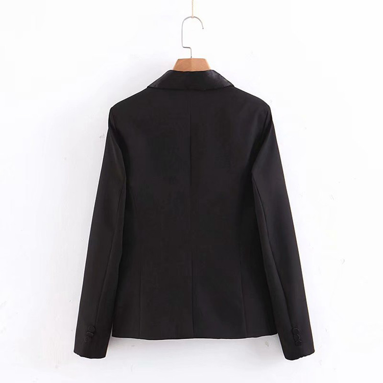 Sacou elegant negru cu maneci lungi si buzunare