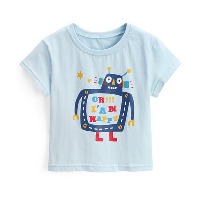 Gyerek póló fiúknak - kék színben, rátéttel