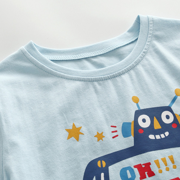 Gyerek póló fiúknak - kék színben, rátéttel
