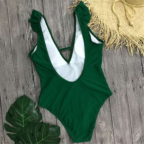 Costum de baie elegant în galben și verde