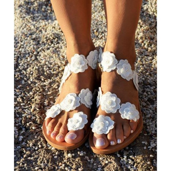 Sandale casual dama cu element 3D in alb