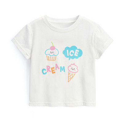 Modern fehér színű, rátéttel ellátott gyerek póló lányoknak